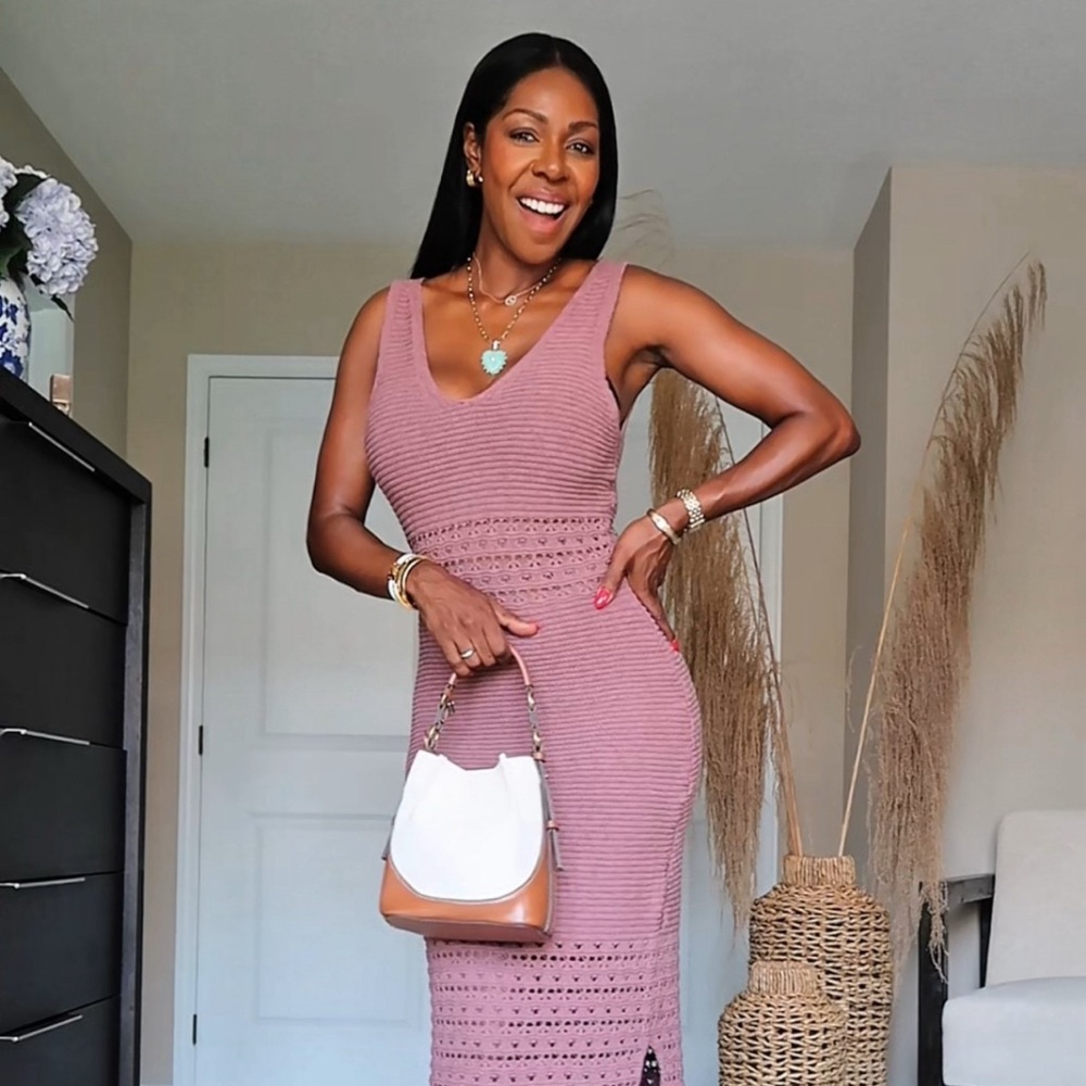 Dynamite V-Neck Crochet Maxi Dress - Size M